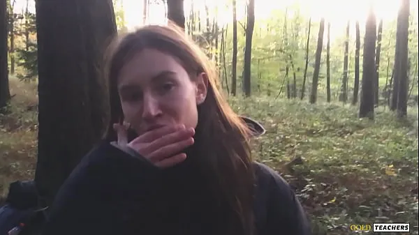 Best Russian girl gives a blowjob in a German forest (family homemade porn power Movies