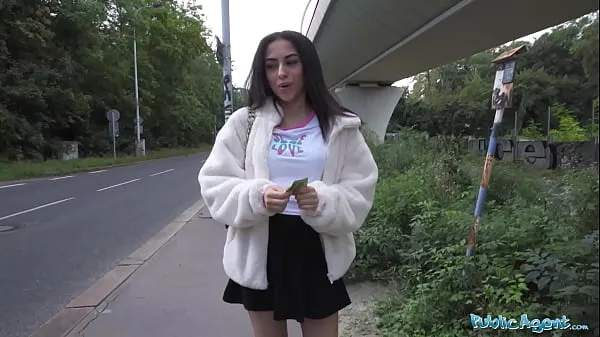 Best Public Agent - Pretty British Brunette Teen Sucks and Fucks big cock outside after nearly getting run over by a runaway Fake Taxi power Movies